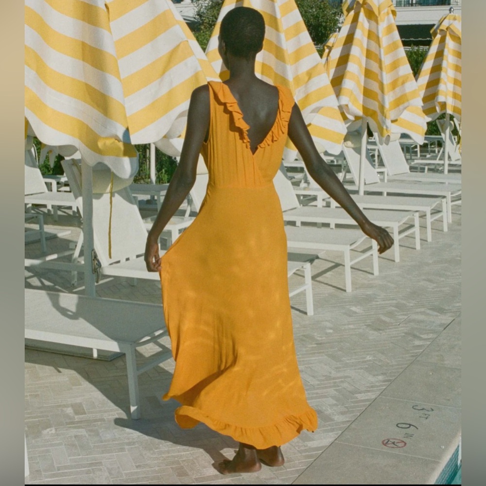 DOEN Arleen Orange Ruffled Maxi Sundress size XXS / NEW with tags - Picture 5 of 9